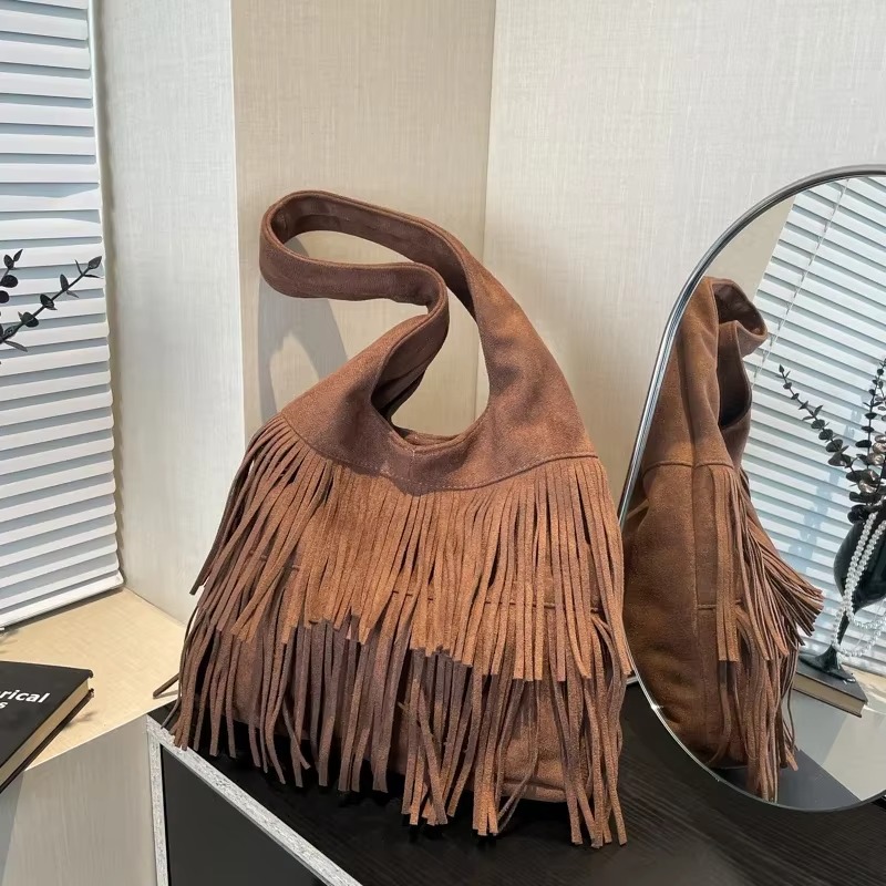 Luxury Bags On Sales - Torby na ramię ze sztucznego zamszu