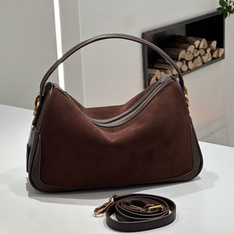 Luxury Bags On Sales - Damska torebka ze skóry naturalnej, zamszowa