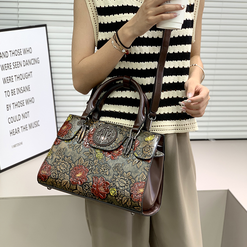 Luxury Bags Vegan - Vintage Torebka Damska z Wytłaczanym Wzorem