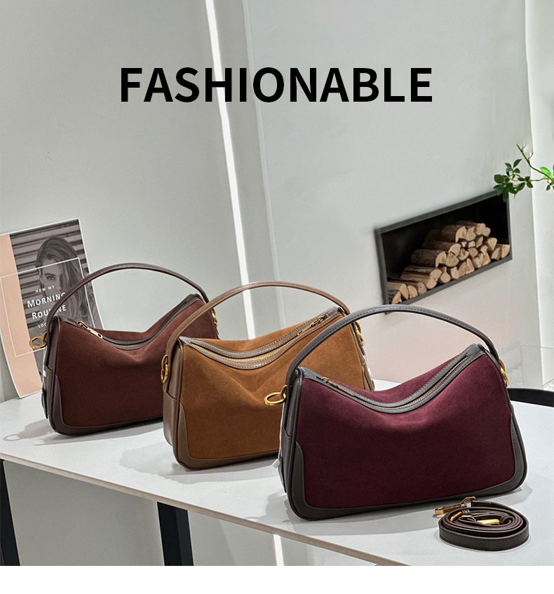 Luxury Bags On Sales - Damska torebka ze skóry naturalnej, zamszowa