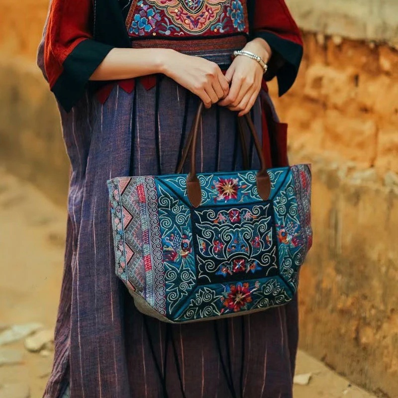 Luxury Bags On Sales - Oryginalne haftowane torby na ramię Dwustronna